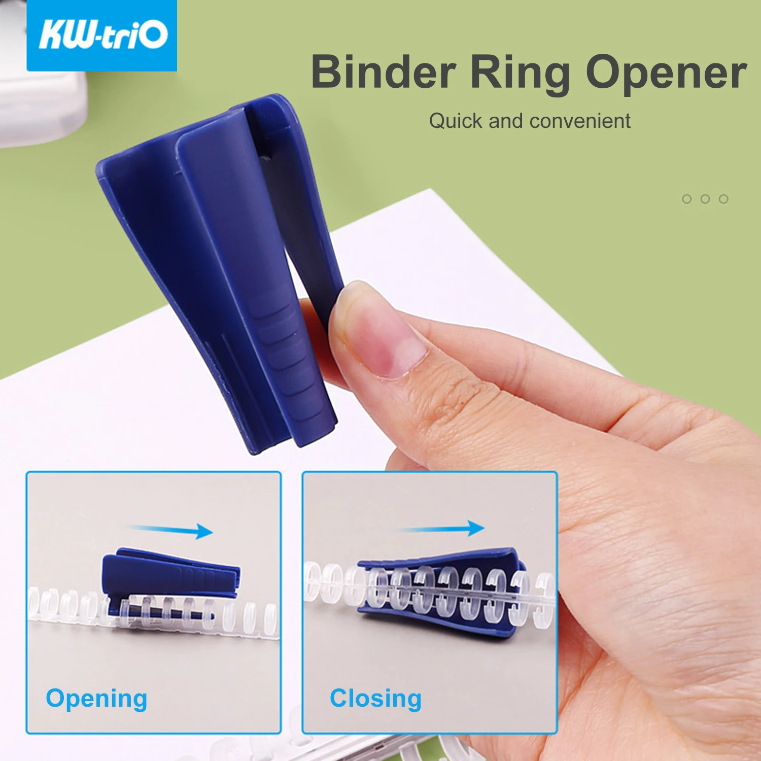 KW-trio Plastic Binder Ring Opener for Loose Leaf Binders Binding Spines Combs Opening and Closing