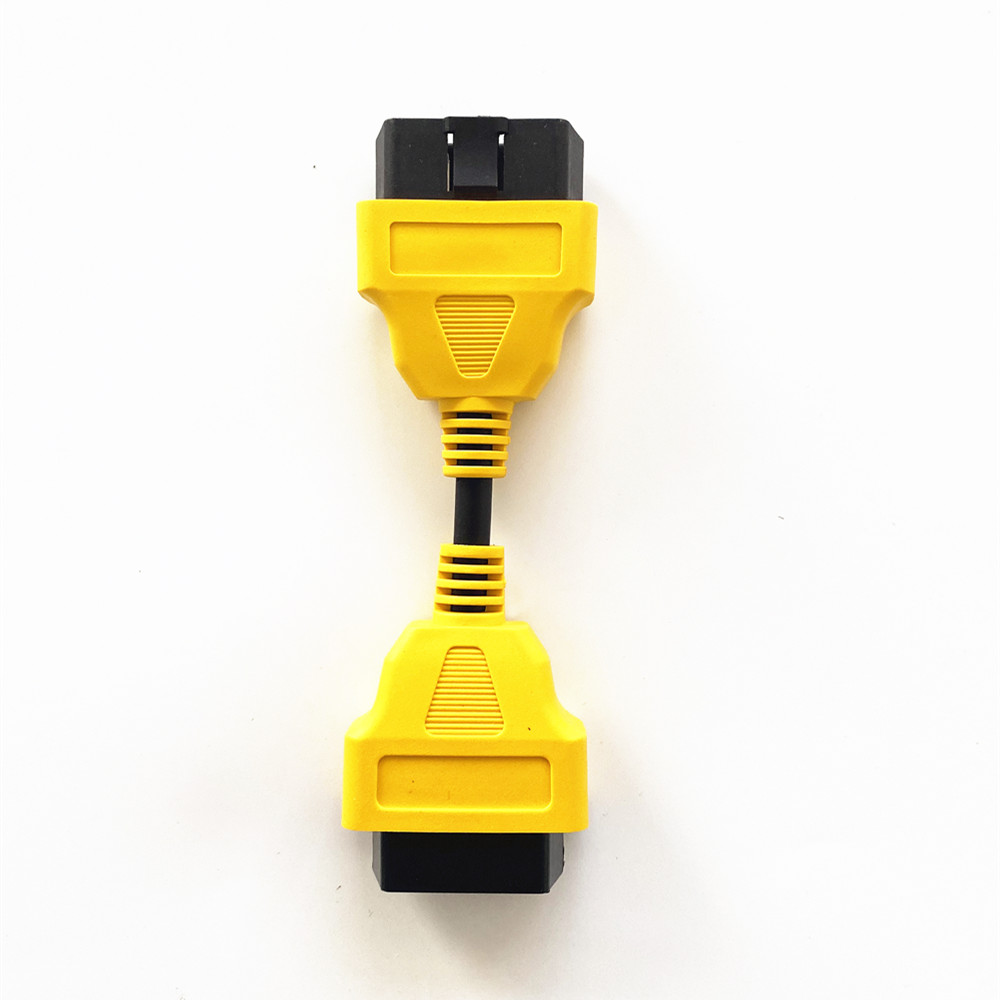 Cable de extensión OBD 2 amarillo 13CM macho a hembra uso 16 pines OBD 2 enchufe adaptador de extensión Cable conector divisor