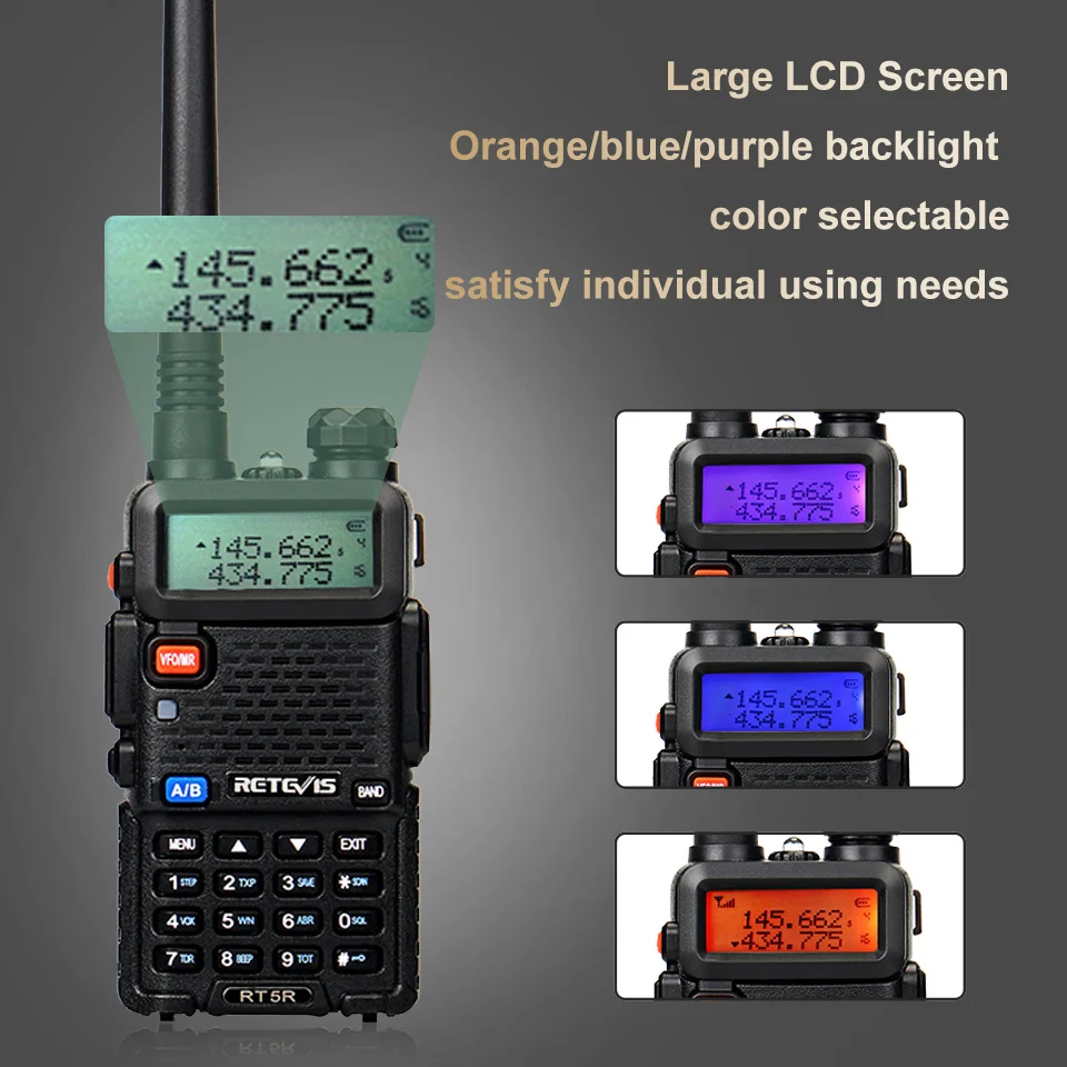 Retevis RT5R Radio Amador Longo Alcance Radio Comunicador ht Profissional Walkie Talkie Portátil Retorno Sem Fio VHF UHF Radioamador Longa Distância Ham Radio 5W