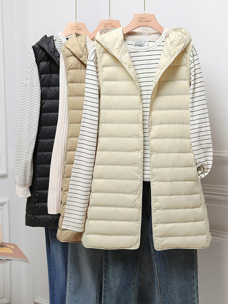 SEDUTMO เป็ดฤดูหนาวลงเสื้อกั๊กผู้หญิง Ultra Light บางยาวแจ็คเก็ต Slim เสื้อกั๊ก Casual Basic Parkas ED1769