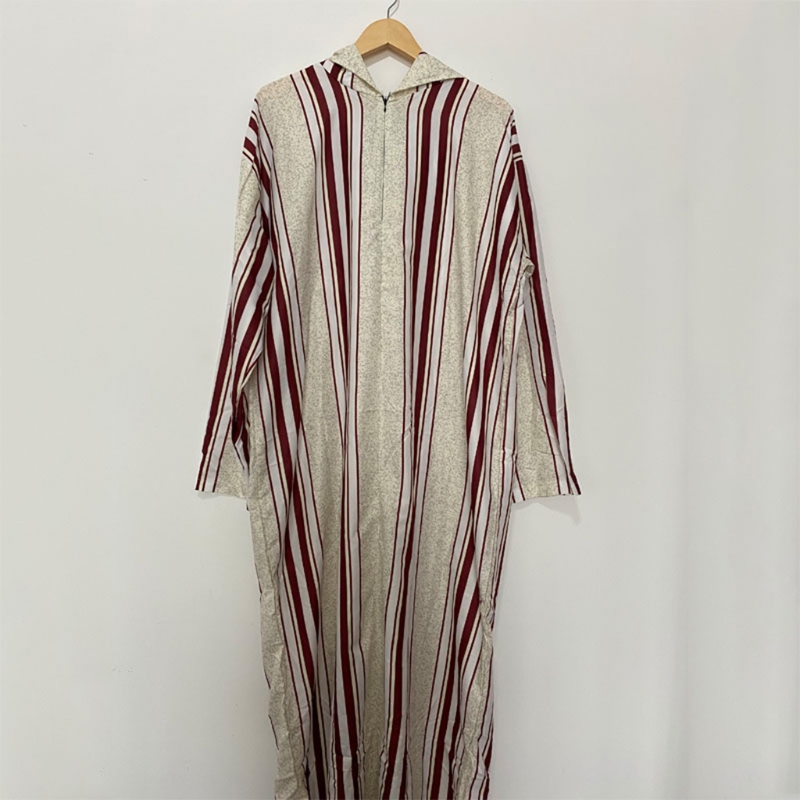 Muslimischen Kleider für Herren Langarm Streifen Dubai Hemd Kaftan Thobe Robe Kleid Gerade Freizeit Rennen Stil Kleidung
