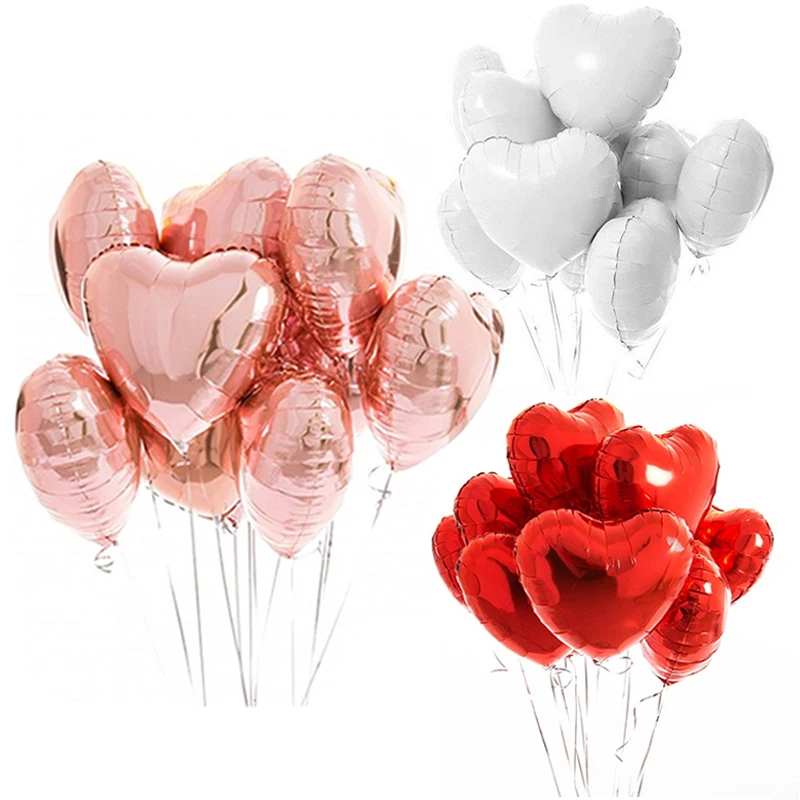 10 stücke 18 zoll Rose Gold Liebe Herz Form Folienballons Hochzeit Geburtstag Party Dekorationen Aluminium Folie Ballons Luft bälle Globos