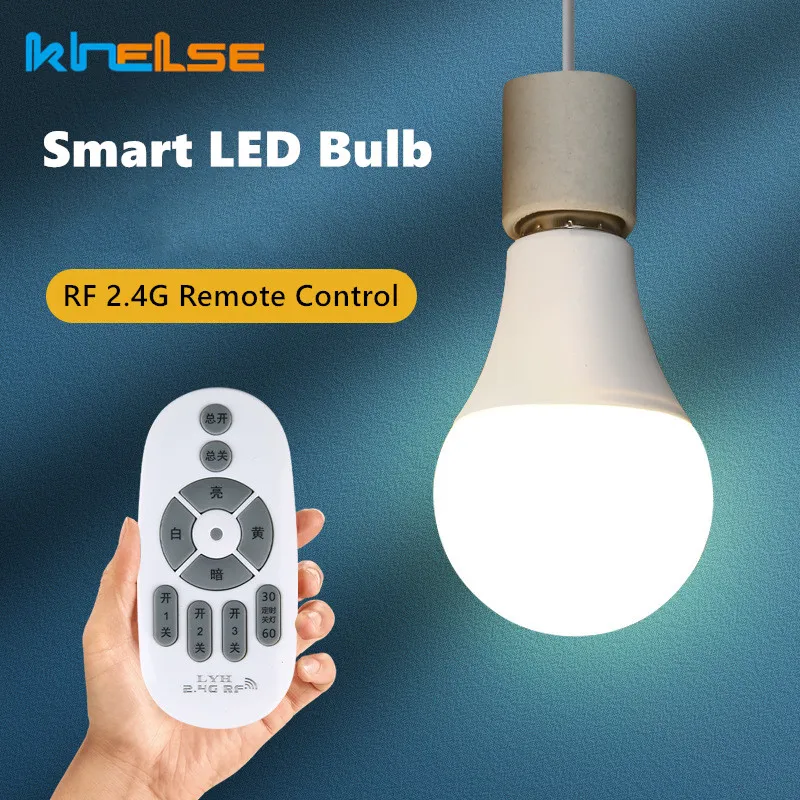 Bóng Đèn LED Thông Minh E27 6W 9W 12W RF 2.4G Không Dây Điều Khiển Từ Xa Đèn Ngủ Thời Gian Biến tắt Ấm Ánh Sáng Lạnh Âm Trần Led Bóng Đèn