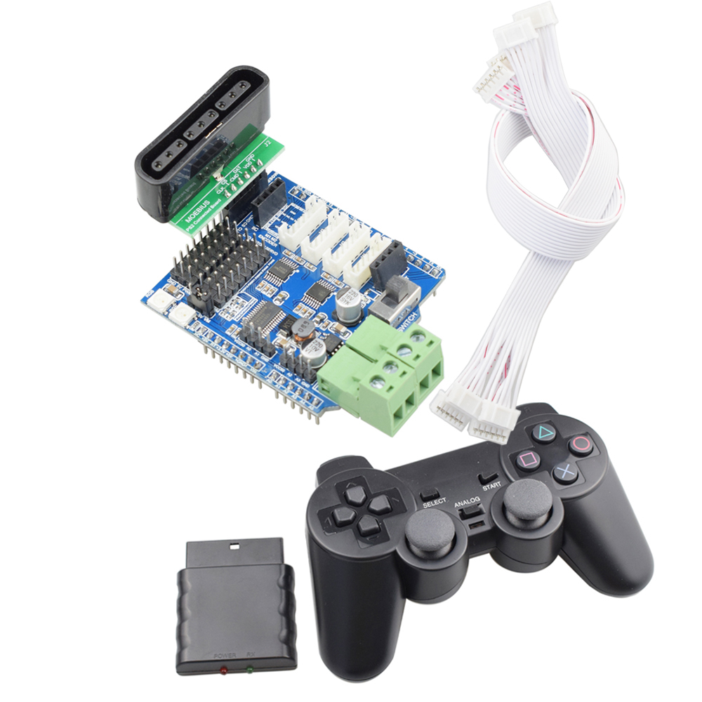 Wireless Gamepad สำหรับ PS2 Controller + 4ช่องมอเตอร์ Servo สำหรับ Arduino UNO R3 Mecanum ล้อหุ่นยนต์