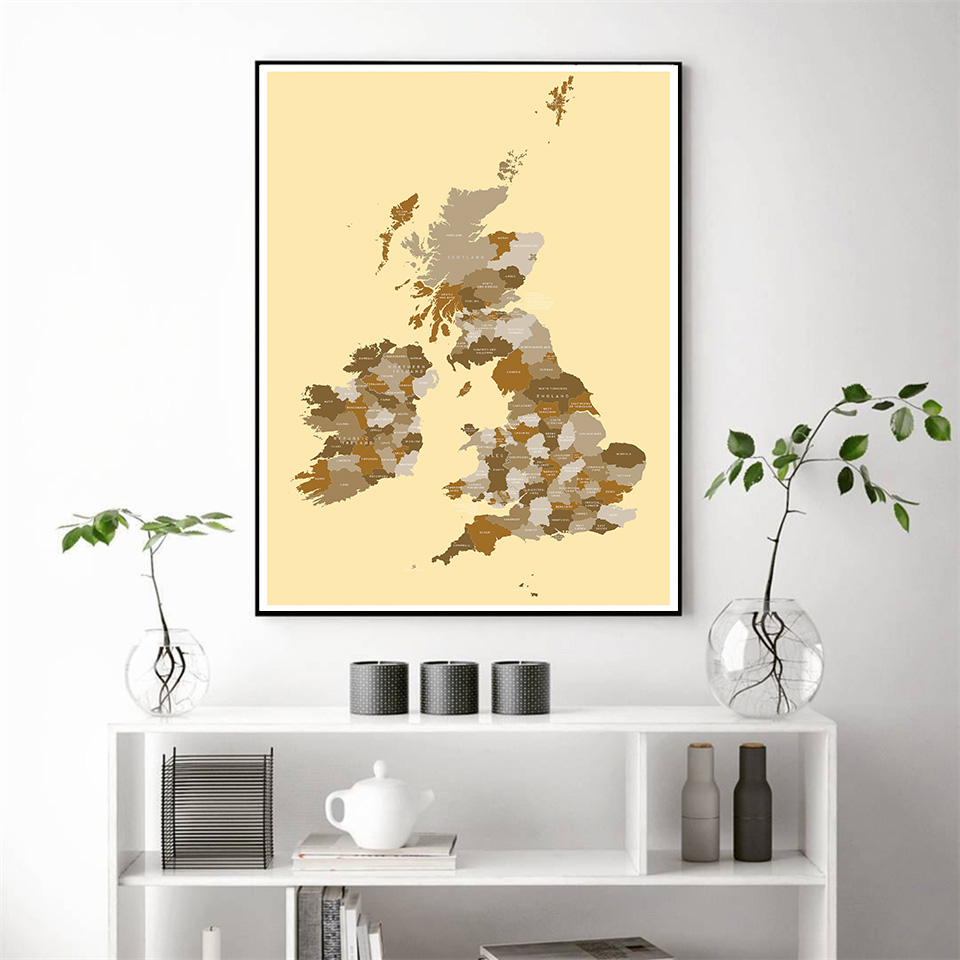 100*150 Cm Bản Đồ Của Vương Quốc Anh Không Dệt Vải Tranh Poster Lớn Thẻ Treo Tường Trang Trí Nhà trang Trí Đồ Dùng Học Tập