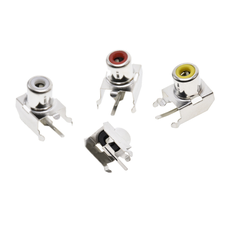 5Pcs/Lot RCA Lotus Socket Metal Seat AV-103B Red White Yellow Single Hole Lotus Connector 2PIN AV-8.4-3 RCA