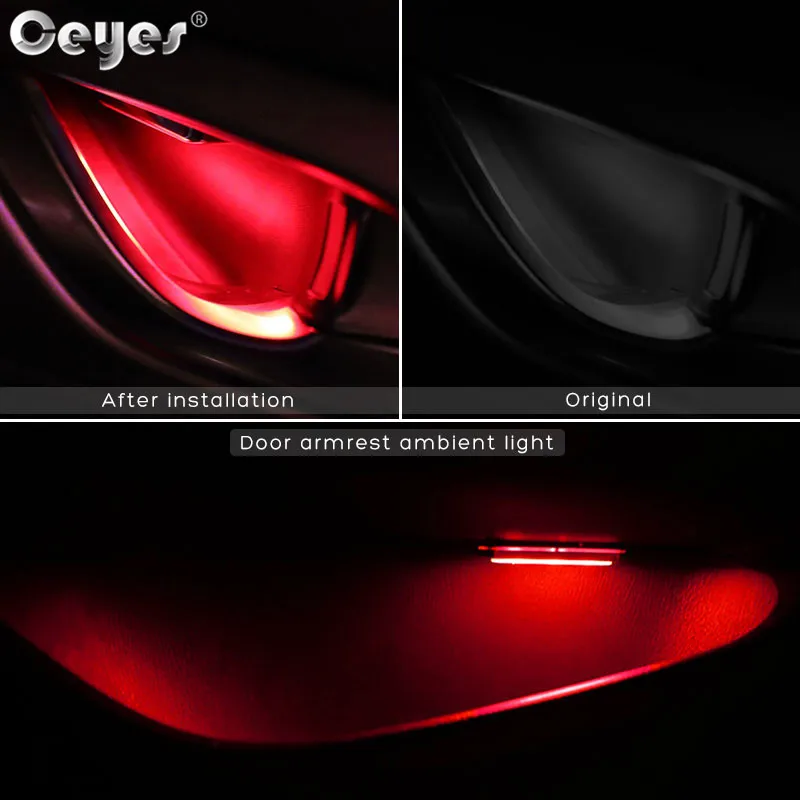 Ceyes 12V รถประตูชามไฟตกแต่งอัตโนมัติบรรยากาศภายในโคมไฟต้อนรับ 4 ชิ้น Universal Low Power สีสัน LED Strip
