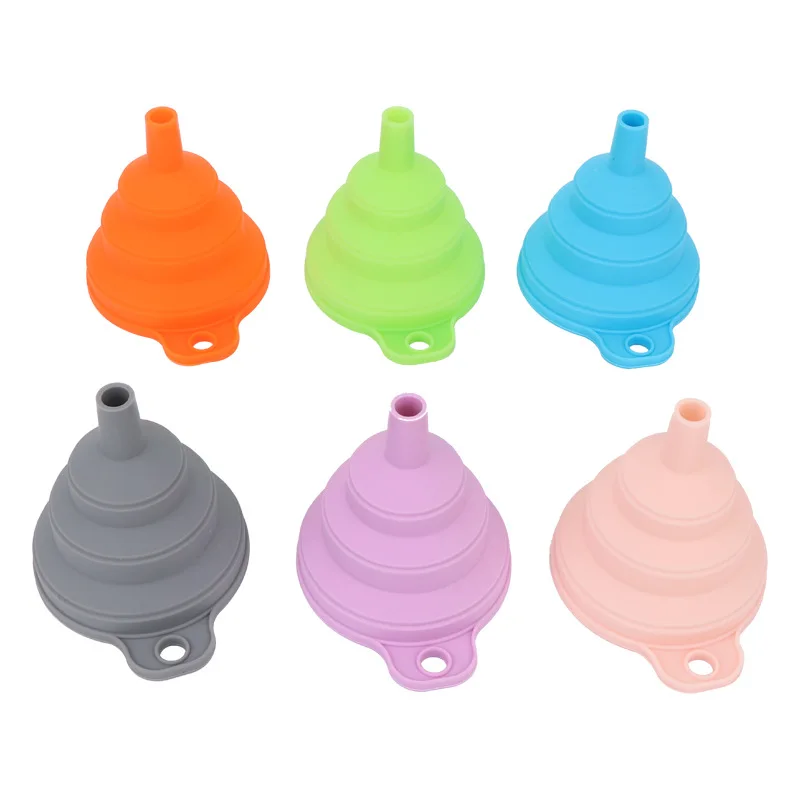 Embudo plegable de silicona, herramientas de cocina para el hogar, Mini embudo portátil para olla de aceite, 3 uds.