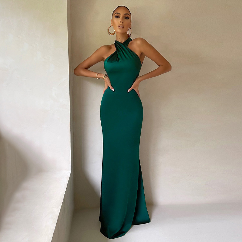 wsevypo Elegante Formale Vestidos Frauen Kreuz Halter Lange Fischschwanz Kleid Damen Backless Ballkleid Cocktail Party Abendkleider