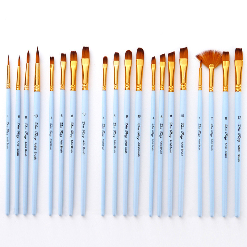 Juego de pinceles de nailon acrílico con mango de madera, Set de pinceles para pintar con acuarela, para Aprendizaje, pintura al óleo, suministros de pintura artística, 4 Uds.