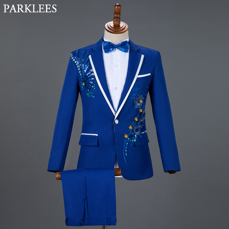 สีแดงดอกไม้เพชรผู้ชายชุดสำหรับงานแต่งงานบุรุษชุด3ชิ้นเสื้อ + กางเกง + Bow Tie Tuxedo แฟชั่นผู้ชายชุดเวทีเครื่องแต่งกาย Homme