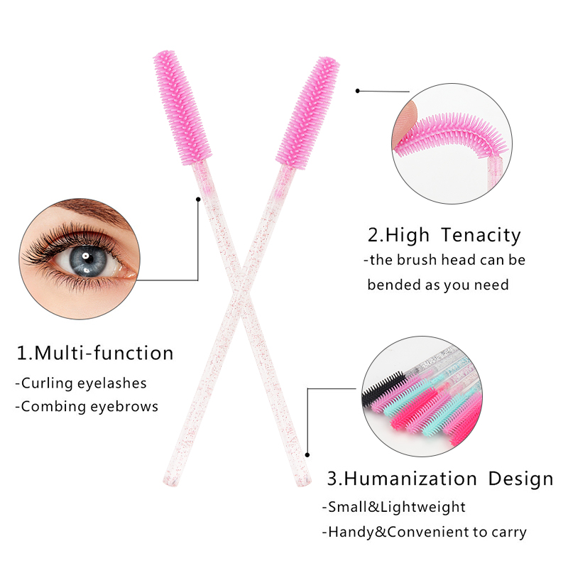 Bộ 50 Silicone Pha Lê Mascara Hoa Dây Applicator Dùng Một Lần Kim Cương Mi Bàn Chải Lược Cho Phụ Nữ Làm Đẹp Cọ Trang Điểm Dụng Cụ