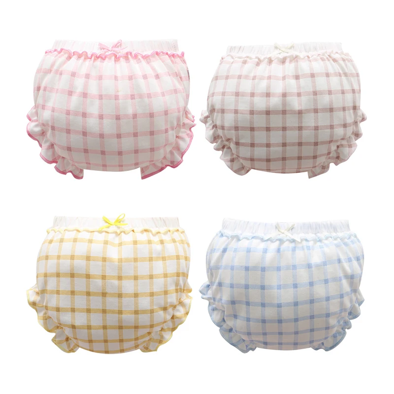 3 unid/lote de bragas 100% de algodón para bebés, calzoncillos de puntos a rayas con lazo sólido a la moda para niños y niñas, calzoncillos suaves