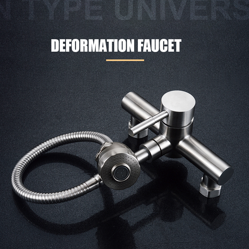 Onyzpily จัดส่งฟรีสีดําแปรงก๊อกน้ําห้องครัวติดผนัง 2 รุ่น Hot & Cold Water Sink ก๊อกน้ํา 360 หมุน Sprayer ก๊อก