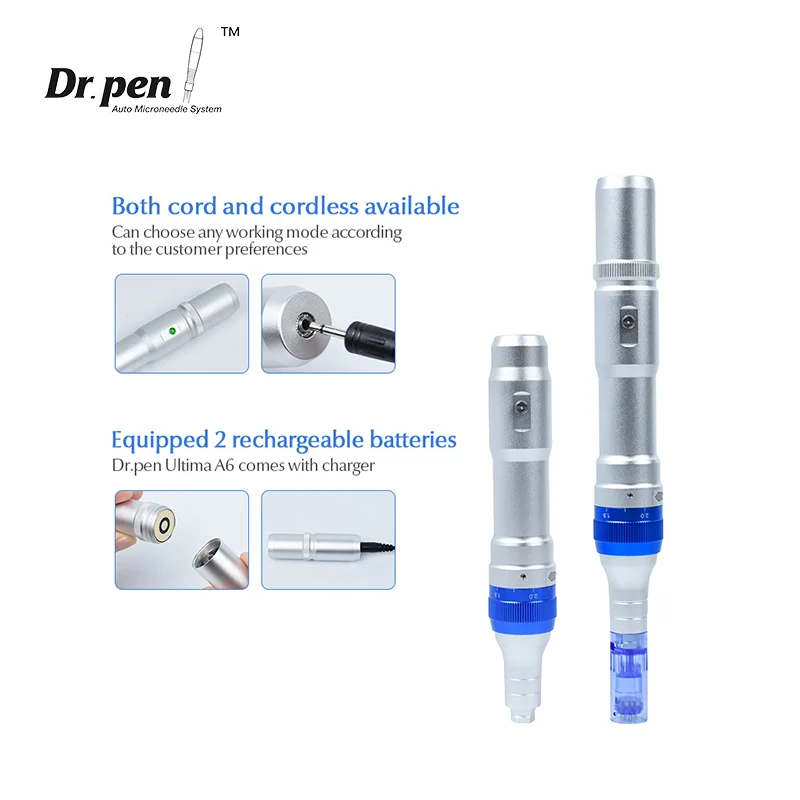 Bác Sĩ Bút A6 Xác Thực Tiến Sĩ Pen Ultima A6 Với 12 Chiếc Hộp Mực Microneedling Bút Derma Tự Động Bút Derma Cán Cho mặt Và Cơ Thể