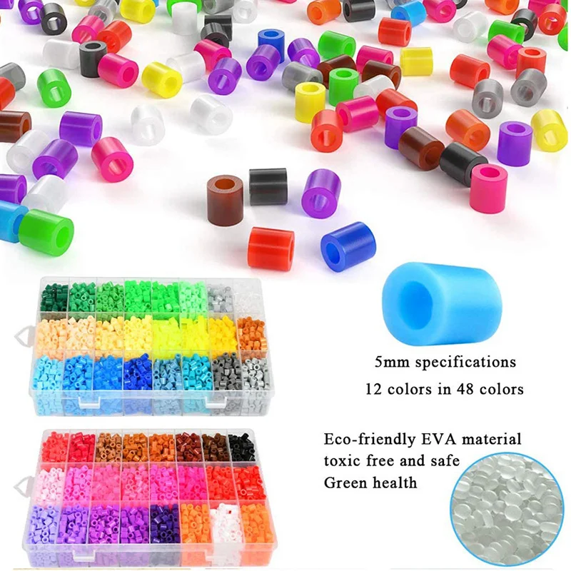 24/72 Màu Sắc Hộp Hama Hạt Đồ Chơi 2.6/5Mm Nhựa Xếp Hình Giáo Dục Trẻ Em 3D Ghép Hình Tự Làm Đồ Chơi Cầu Chì Hạt pegboard Tờ Ủi Giấy