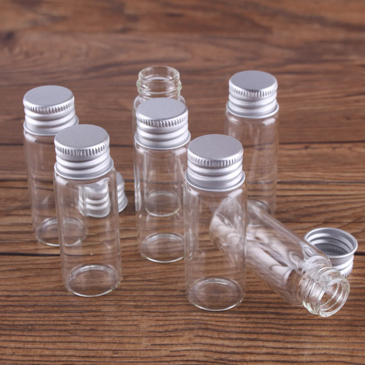 10 Món 5Ml/6Ml/7Ml/10Ml/14Ml/18Ml/20Ml/25Ml/30Ml Chai Thủy Tinh Với Nhôm Nắp Đậy Nhỏ Mini Lọ Thủy Tinh 9 Kích Thước U-Đựng