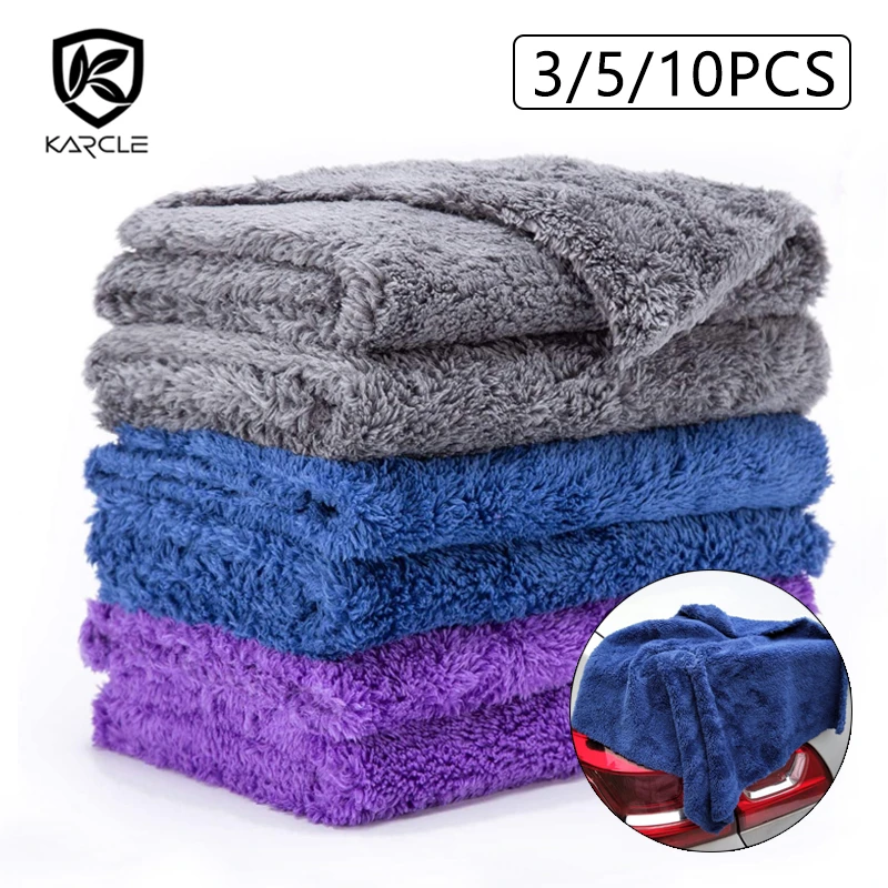 3/5/10 Chiếc Xe Khăn Microfiber Lau Khô Đánh Bóng Xe Vải Mềm Edgeless Xe Chi Tiết Lấy Ráy Tai khăn 40X40CM 350GSM