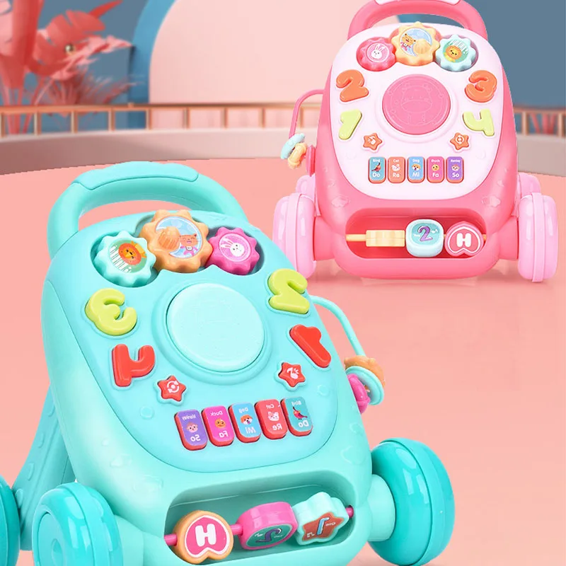 Mới Mini Đồ Chơi Xe Đẩy Đồ Đa Năng Tay Trống Nhạc Giáo Dục Song Ngữ Máy Âm Nhạc Xe Tập Đi Trẻ Em Đầu Học Tập Đồ Chơi Quà Tặng