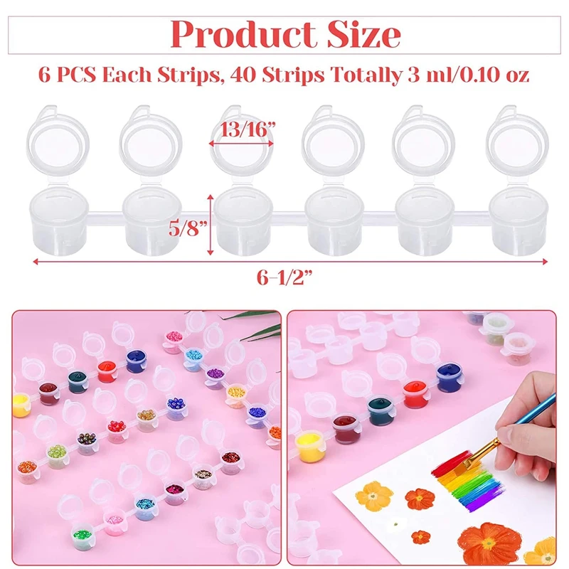 240 Miếng Trống Sơn Nồi, 40 Que Acrylic Mini Bình Chứa Sơn Dải Lưu Trữ Với Nắp Đậy Dành Cho Nghệ Thuật Và Hàng Thủ Công Sơn 3Ml