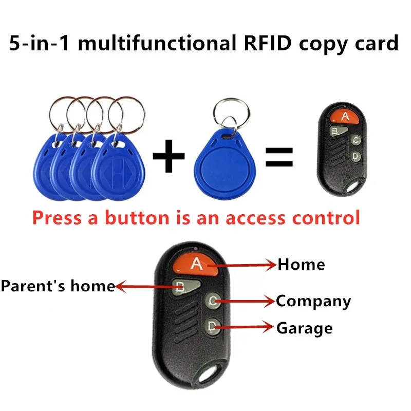 1 Cái/lốc RFID Nhiều Keyfob 4 Hay 5 Trong 1 125Khz T5577 EM ID Viết Được IC 13.56Mhz 1K S50 UID Có Thể Thay Đổi Thẻ Tag
