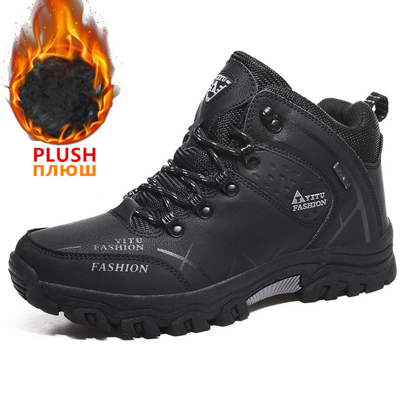 Marke Männer Winter Schnee Stiefel Wasserdichte Leder Turnschuhe Super Warm herren Stiefel Outdoor Männlichen Wanderschuhe Arbeit Schuhe Größe 39-47