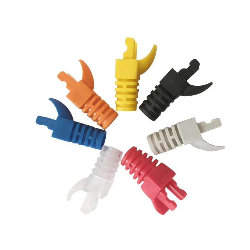 OULLX RJ-45 CAT6 CAT5e Крышка адаптера Сетевой кабель Ethernet Разъем Разъемы RJ45 Колпачки Cat 5 CAT6 Защитный рукав Разноцветный