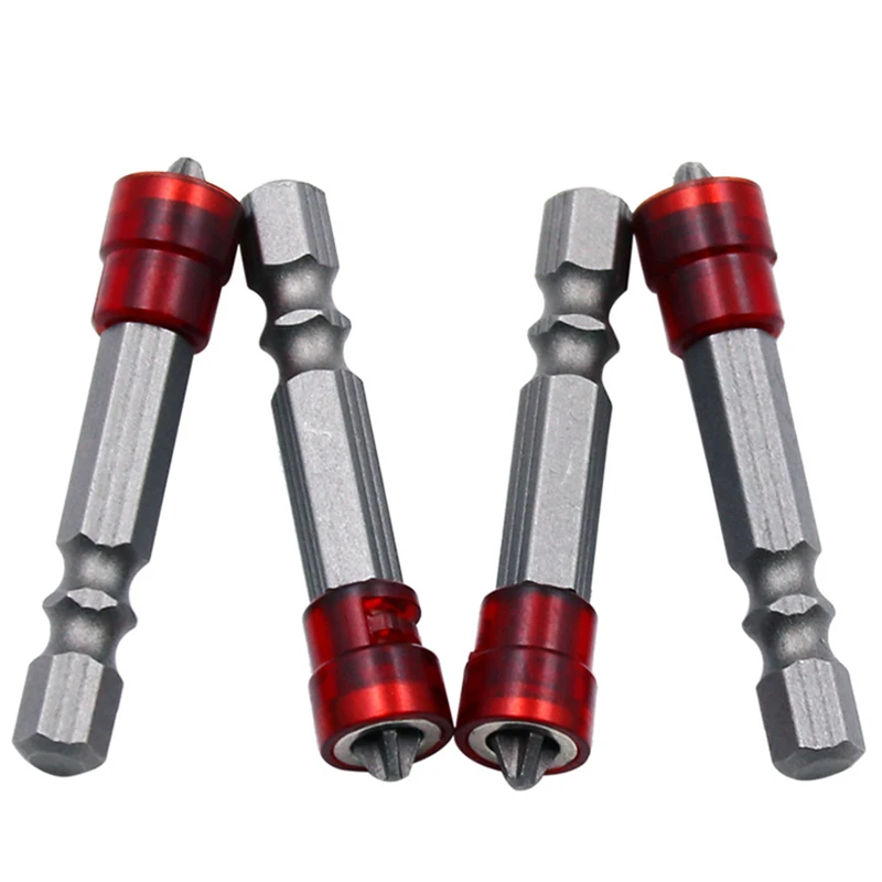 1/4" Screwdriver Bits Red Head Magnet Driver Hex Shank With Magnetizer Cross Magnetic Bit Hand Electric Screw Tool Accessories