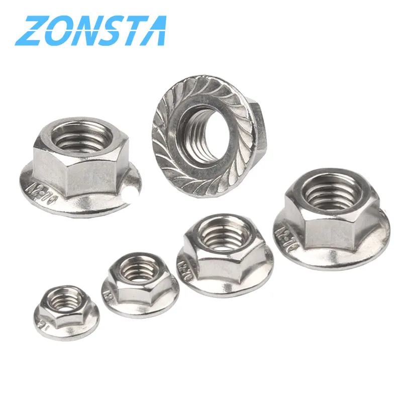 Lục Giác Bích Hạt M3 M4 M5 M6 M8 M10 M12 M16 M20 304 Thép Không Gỉ Làm Hồng Môi Khóa Tự Động Hạt DIN6923 răng Cưa Spinlock
