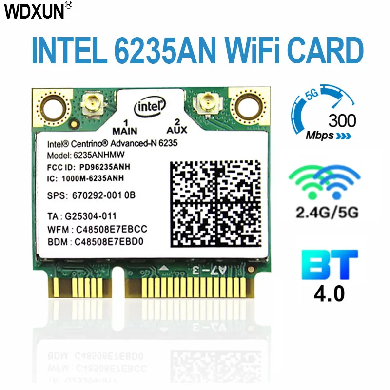 WIFI Intel Centrino Advanced-N 6235 6235 Мини-карта Wi-Fi PCI-E 802.11agn двухдиапазонный 300 Мбит/с беспроводной Bluetooth 4.0