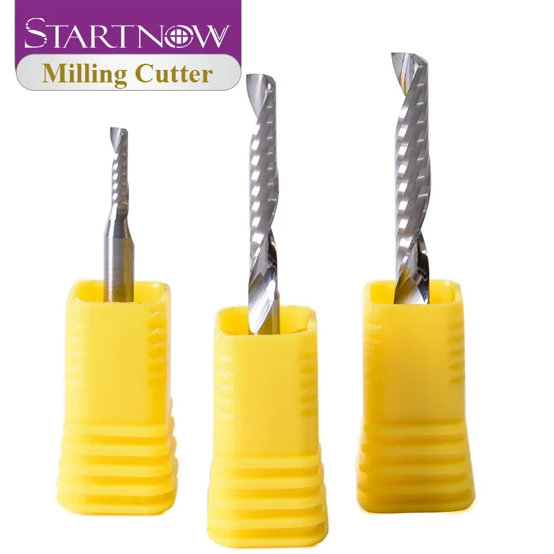 Startnow 5 unids/lote fresa acrílica brocas en espiral de una flauta MDF PVC grabado CNC Router Bit herramientas de corte de madera fresa