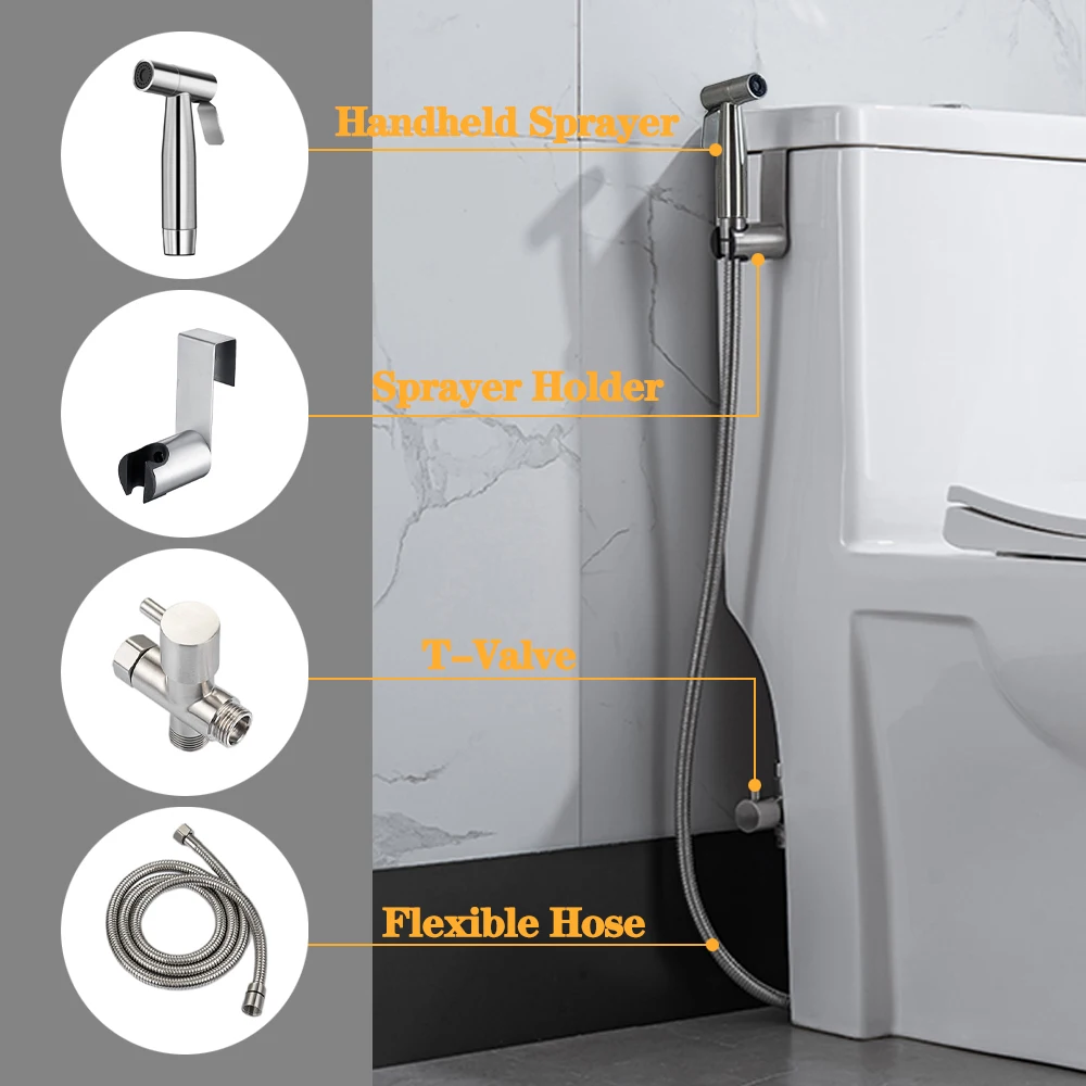 Handheld WC Bidet Sprayer Set Kit Edelstahl Hand Bidet Wasserhahn für Bad Hands prüher Dusch kopf selbst reinigend