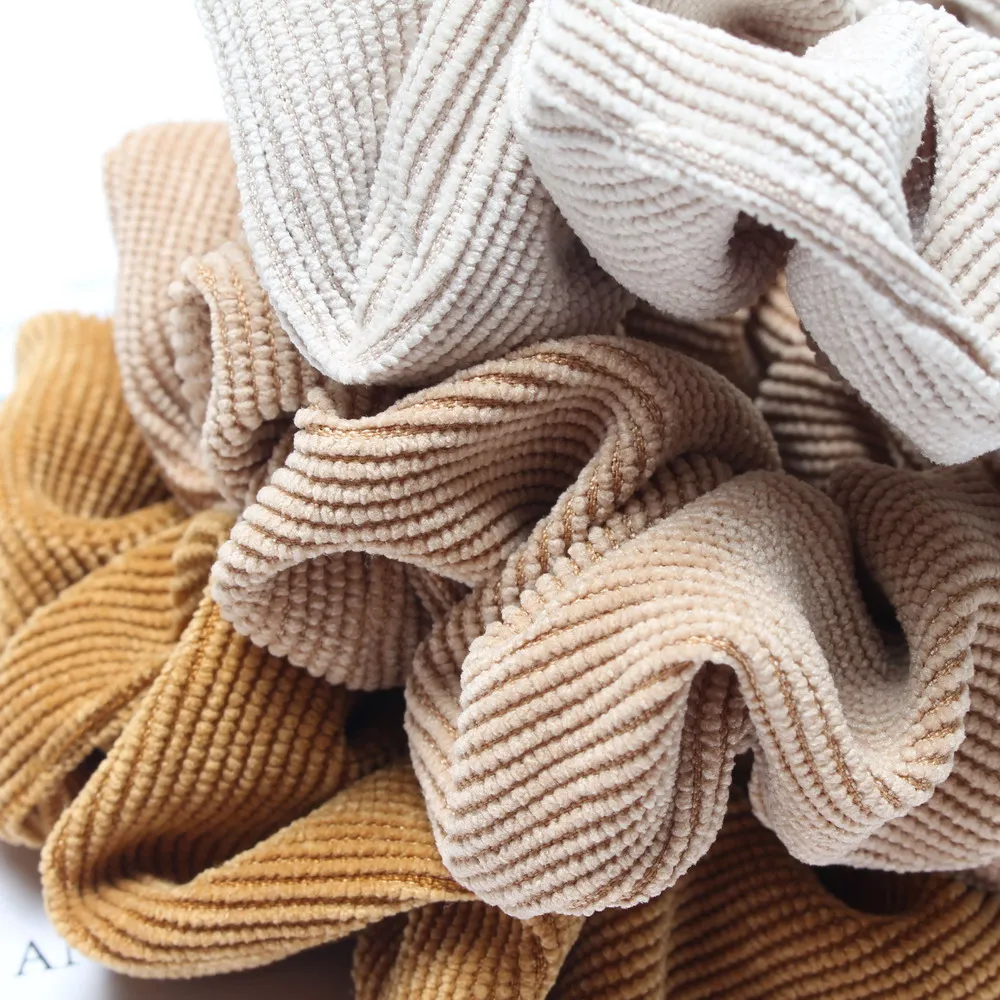 Cordón Scrunchie Otoño Invierno pana tela sólida Scrunchies conjunto bandas elásticas para el cabello moda Cola de Caballo lazo para el cabello cuerda sombreros 3PK