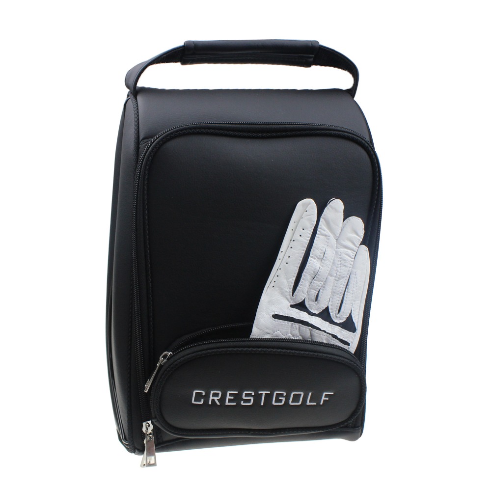 CRESTGOLF ผู้หญิงและผู้ชาย Golf กระเป๋ารองเท้า PU หนังแบบพกพากีฬากระเป๋ารองเท้า