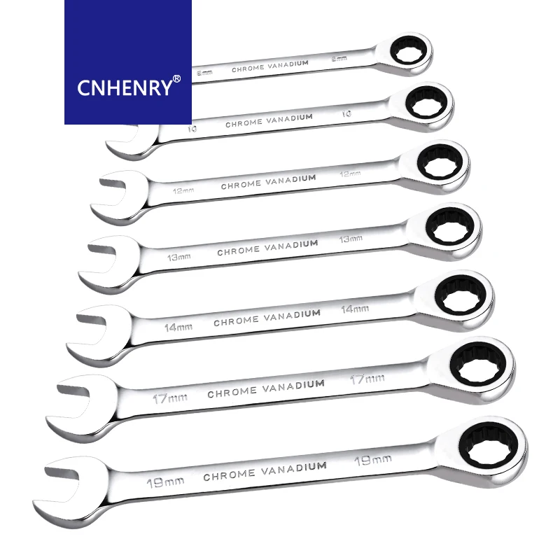 Llaves de trinquete combinadas de una pieza de 8-32mm con llaves, anillo de engranaje, llave Reversible, herramienta manual de reparación de automóviles, herramienta de diagnóstico