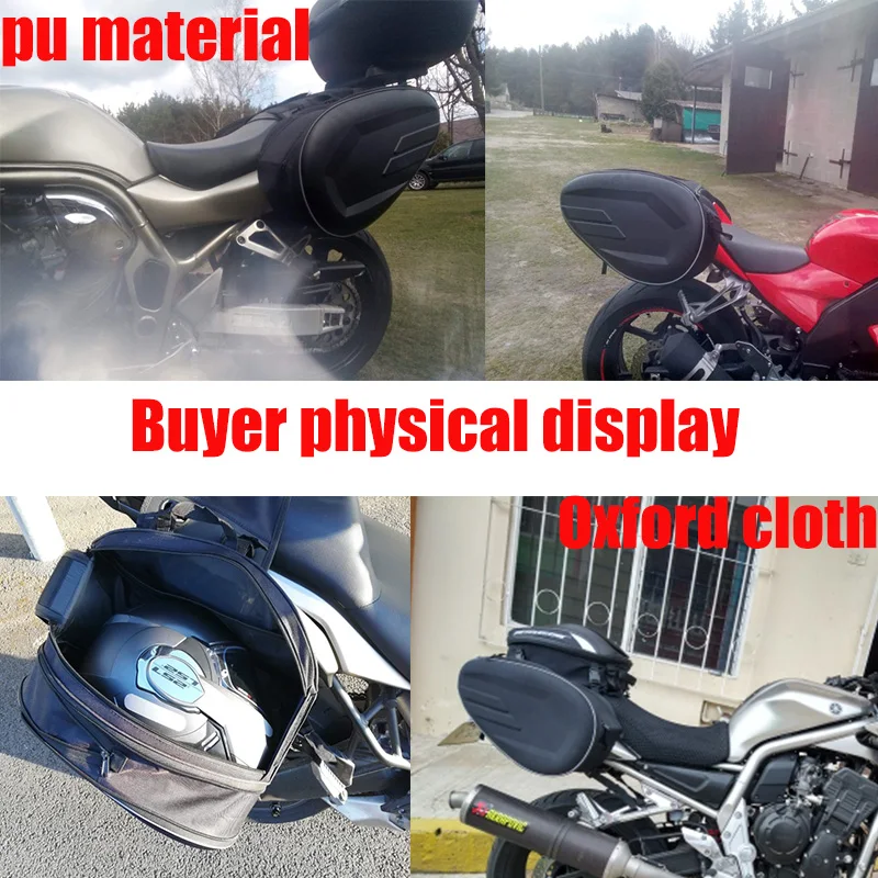 Mais novo motocicleta à prova dwaterproof água corrida moto capacete sacos de viagem mala alforjes + um par capa de chuva + plásticos