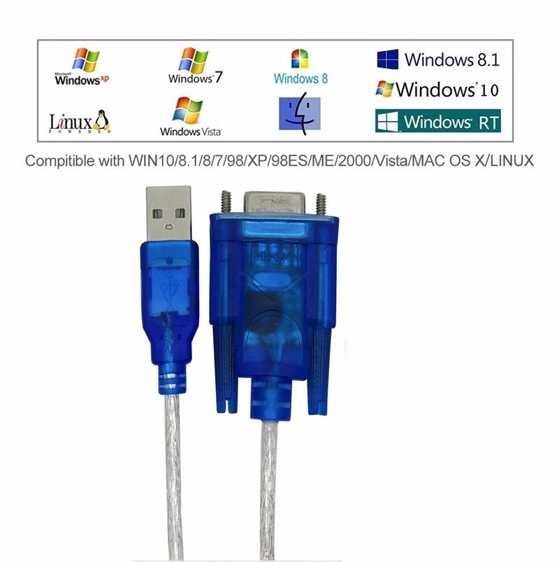 Новый порт USB-RS232 COM, последовательный порт, 9-контактный кабель DB9, преобразователь последовательного адаптера с гнездовым адаптером, поддержка Windows 8, без компакт-дисков