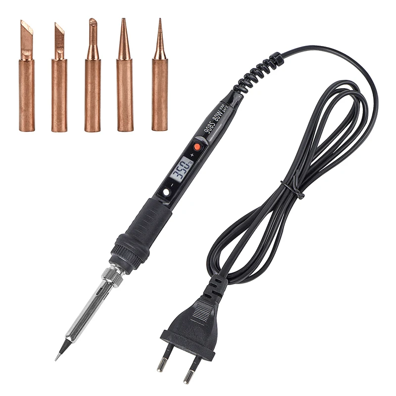 JCD-soldador eléctrico con temperatura ajustable, herramienta de soldadura LCD, calentador de cerámica, cabeza de soldador, herramientas de reparación de soldadura, 80W