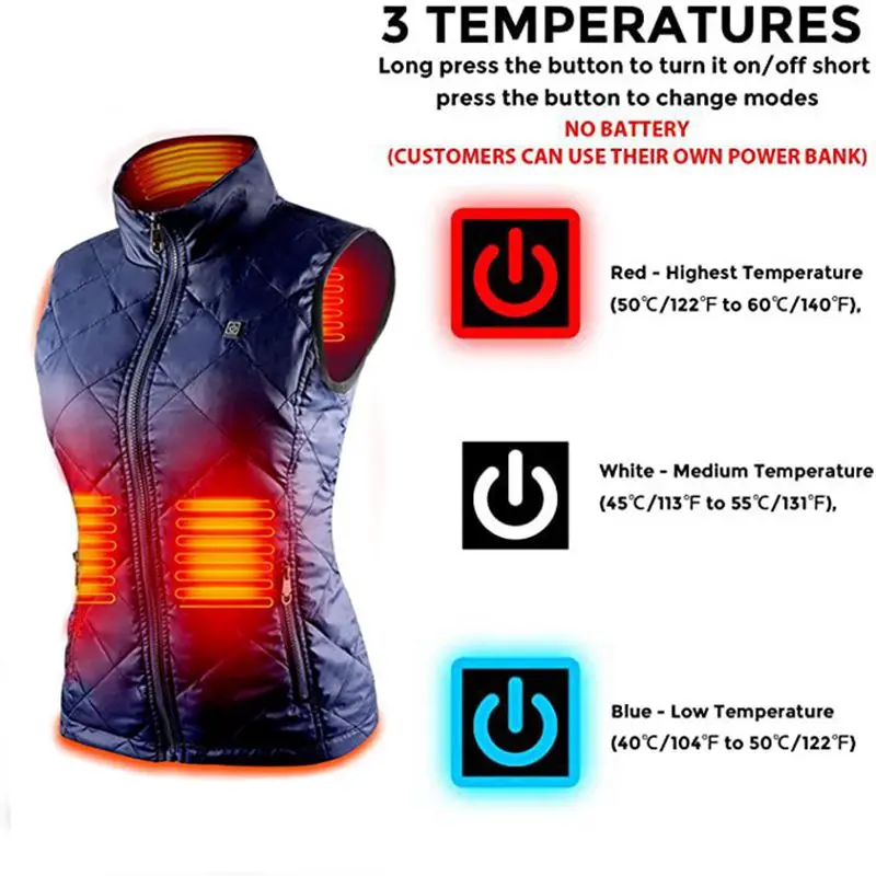 Chaleco calefactor para mujer, chaleco de algodón para otoño e invierno, traje calefactor eléctrico infrarrojo USB, chaqueta cálida térmica Flexible para invierno