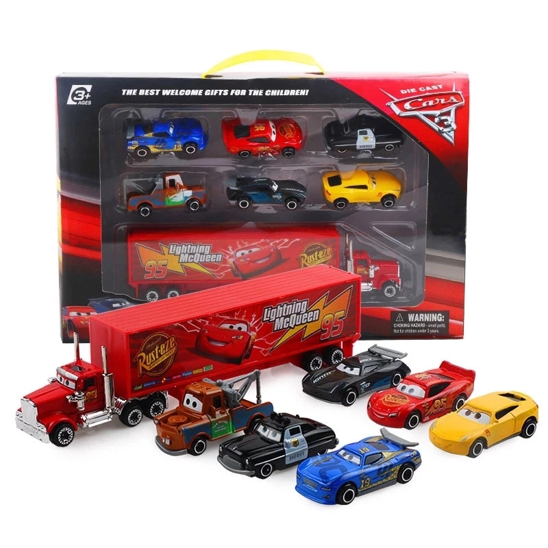 6-7 unids/set Disney Pixar coche 3 Lightning Mcqueen tío camión Jackson Storm 1:55 Diecast Metal coche modelo juguetes niños regalos de navidad