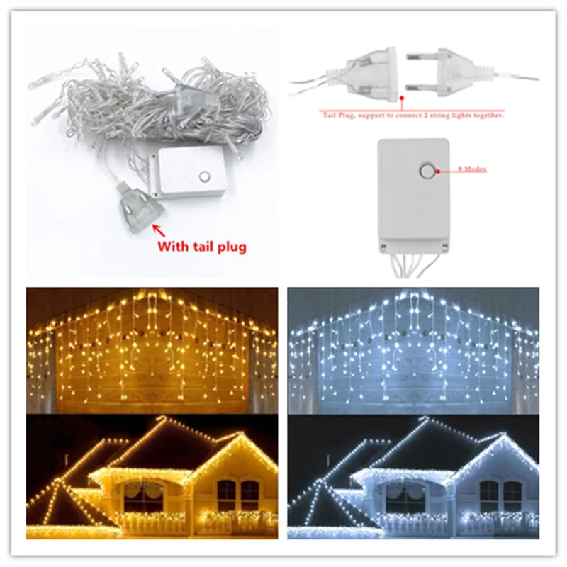 5 メートル防水屋外クリスマスライトドループ 0.4-0.6 メートル Led カーテンつららストリングライトガーデンモール軒装飾ライト