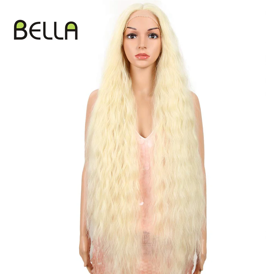 Bella สังเคราะห์วิกผมคอสเพลย์42นิ้วยาวคอสเพลย์ Curly สีบลอนด์613สีชมพูที่มีสีสันวิกผมสังเคราะห์วิกผมลูกไม้