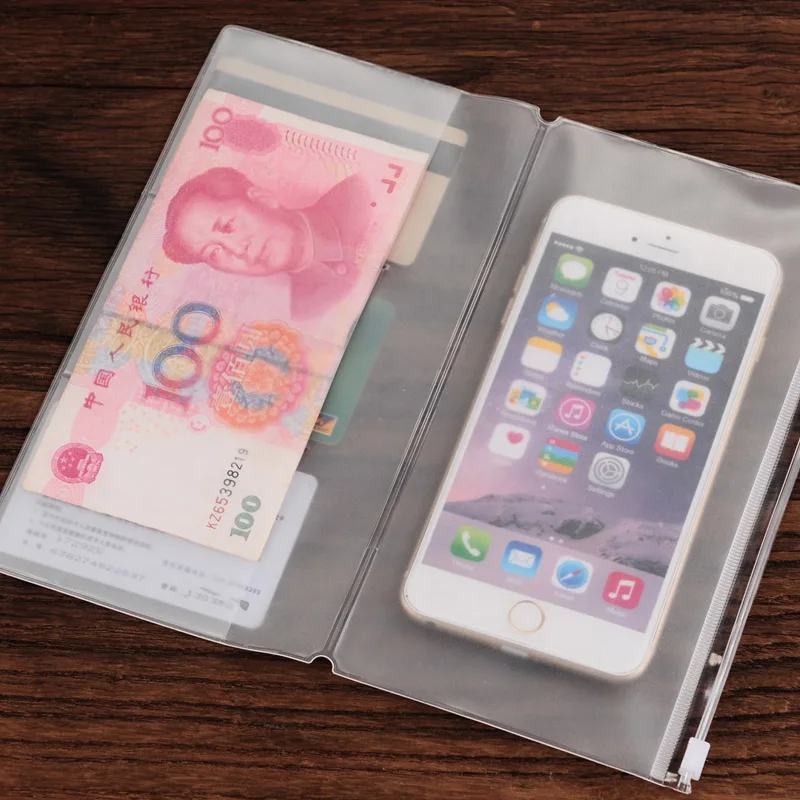 กระเป๋าเก็บ PVC โปร่งใสสําหรับ Traveler's Notebook Diary Day Planner อุปกรณ์เสริมนามบัตรหมายเหตุกระเป๋าซิปกระเป๋า