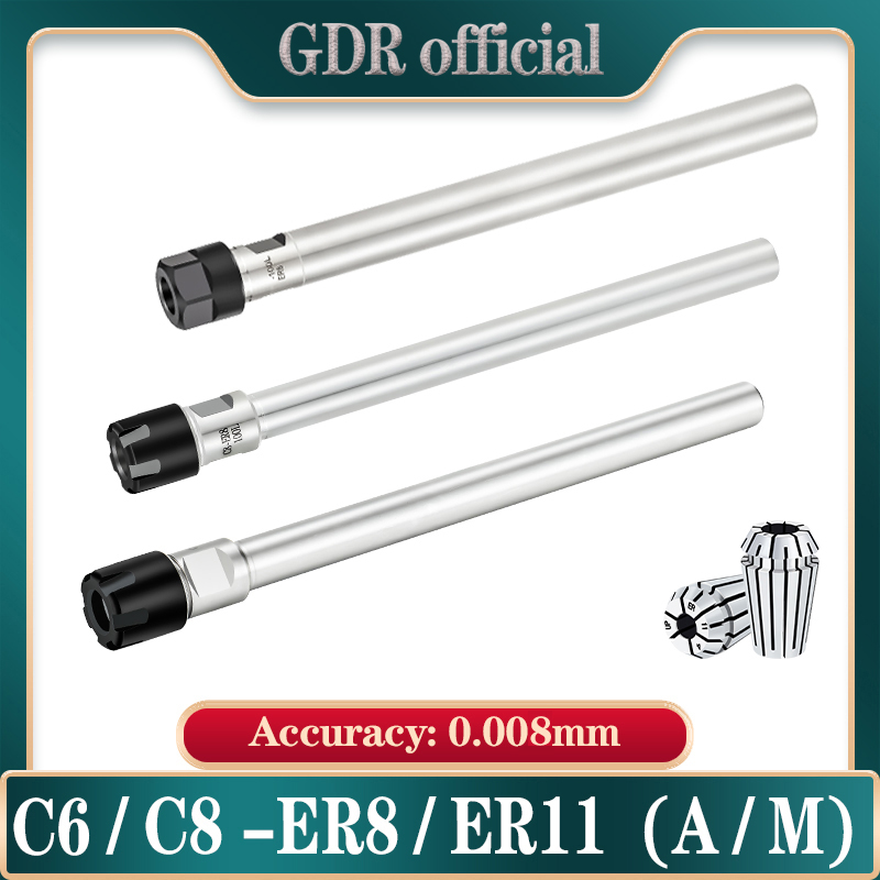 Высокоточный удлинитель ER 0,008 мм C6 C8 ER8 ER11 ER16 Патрон для глубокой обработки Прямой хвостовик Удлинительный стержень Цанга Гайка ER A M