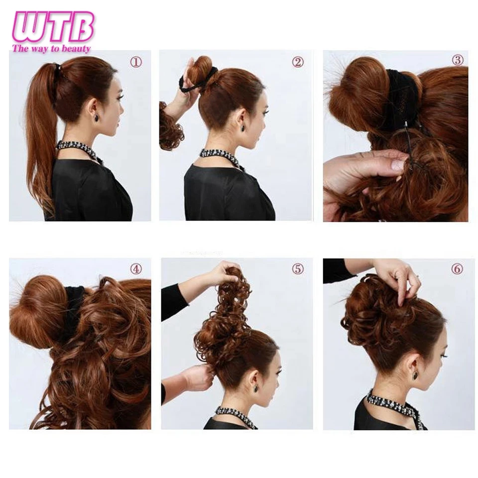 WTB Tổng Hợp Lộn Xộn Scrunchies Thun Tóc Nữ Dợn Sóng Tóc Búi Tóc Dài Chignon Nâu Đen Bánh Bộ Tóc Giả Dành Cho Nữ