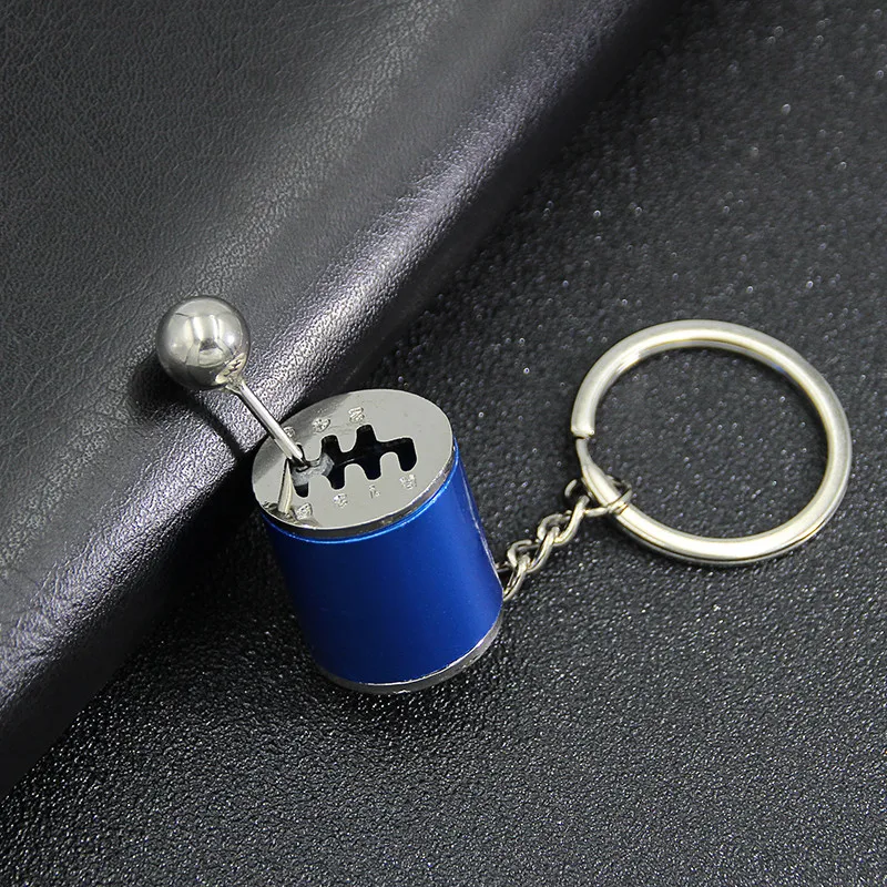 Carro criativo 6 velocidades caixa de engrenagem cabeça chaveiro alavanca transmissão manual metal chaveiro carro reequipamento metal pingente chaveiro