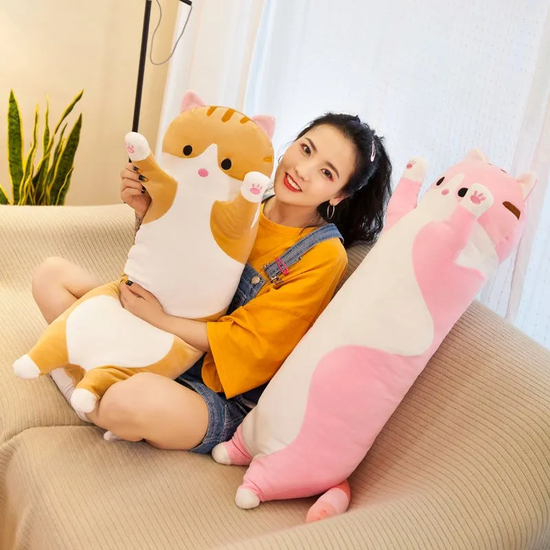 50-130CM Dễ Thương Mềm Dài Mèo Bạn Trai Gối Sang Trọng Đồ Chơi Nhồi Bông Tạm Dừng Ngủ Trưa Văn Phòng Ngủ Gối Quà Tặng búp Bê Cho Bé Gái