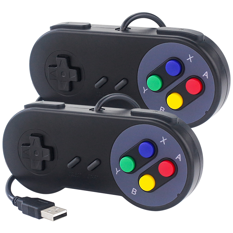 2 Chiếc USB Chơi Game Retro Nút Chơi Game Joystick Điều Khiển Có Dây Cho Linux SNES Máy Tính Chơi Game NESPi RetroPie Windows Raspberry Pi 4B 3B + 3B