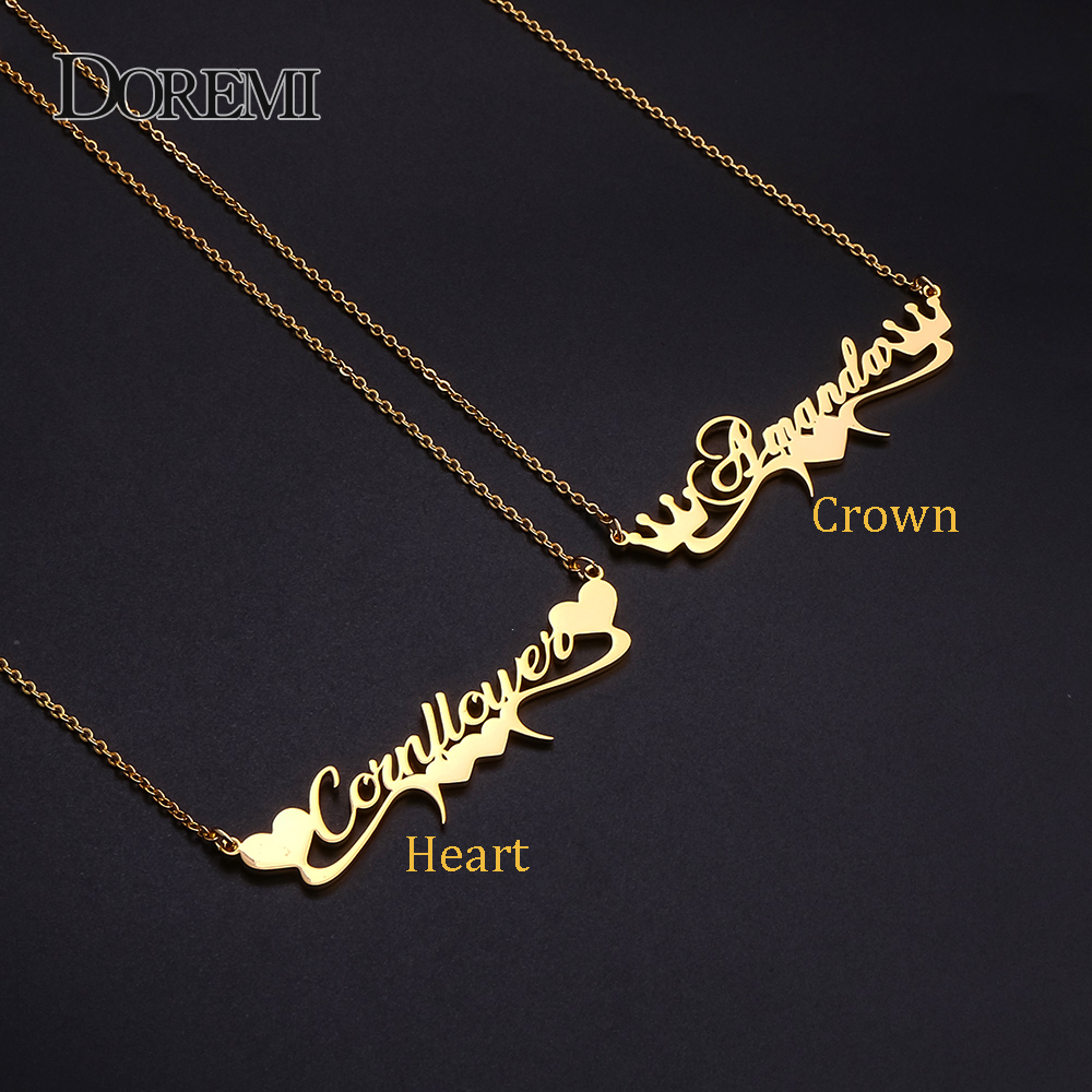 DOREMI Edelstahl Handgemachten Custom Name Personalisierte Name Halsketten für Frauen Schmuck Gold Gefüllt Herz Erklärung Choker