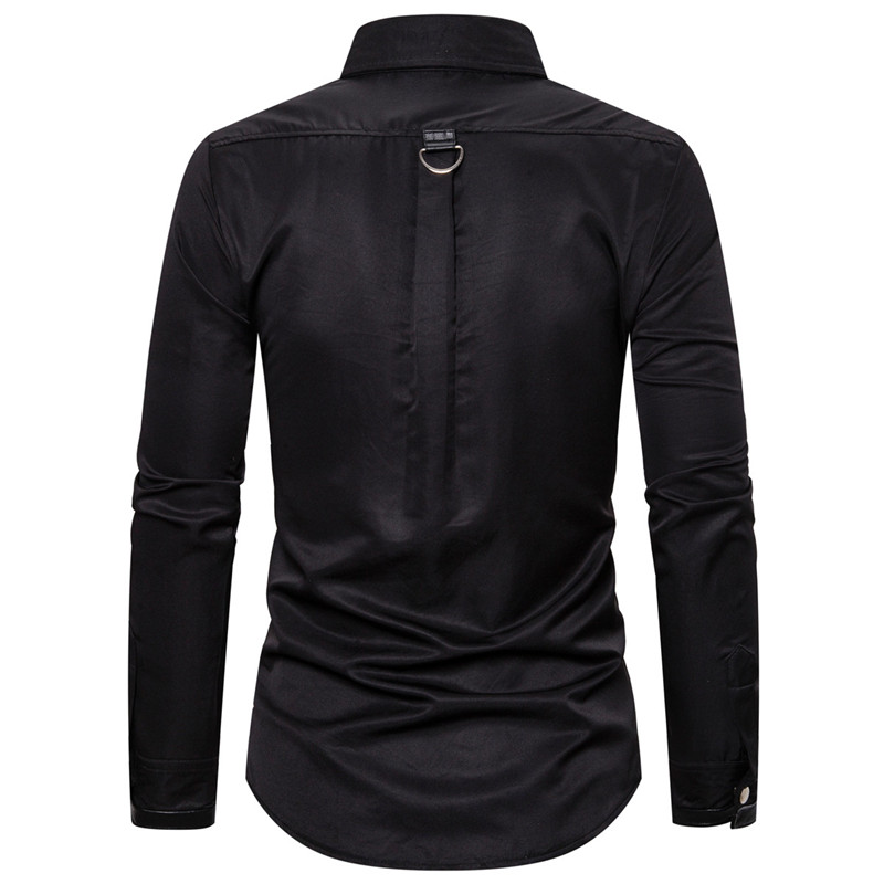 Männer Neue Goth Stil Niet Einfarbig Cargo Hemd Slim Fit Party Sänger Bühne Streetwear Für Männer Kleidung